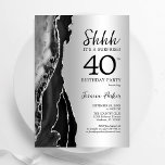 Silver Black Agate Surprise 40th Birthday Invitation<br><div class="desc">Black and silver agate surprise 40th birthday party invitation. Elegant modern design featuring royal agate marble geode background,  faux glitter silver and typography script font. Trendy invite card perfect for a stylish women's bday celebration. Printed Zazzle invitations or instant download digital printable template.</div>