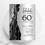 Silver Black Agate Surprise 60th Birthday Invitation<br><div class="desc">Black and silver agate surprise 60th birthday party invitation. Elegant modern design featuring agate marble geode background,  faux glitter silver  and typography script font. Trendy invite card perfect for a stylish women's bday celebration. Printed Zazzle invitations or instant download digital printable template.</div>