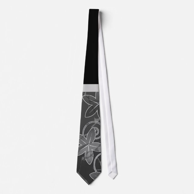 Silver, Black and White Hawaiian Fathers Day Tie (Front)