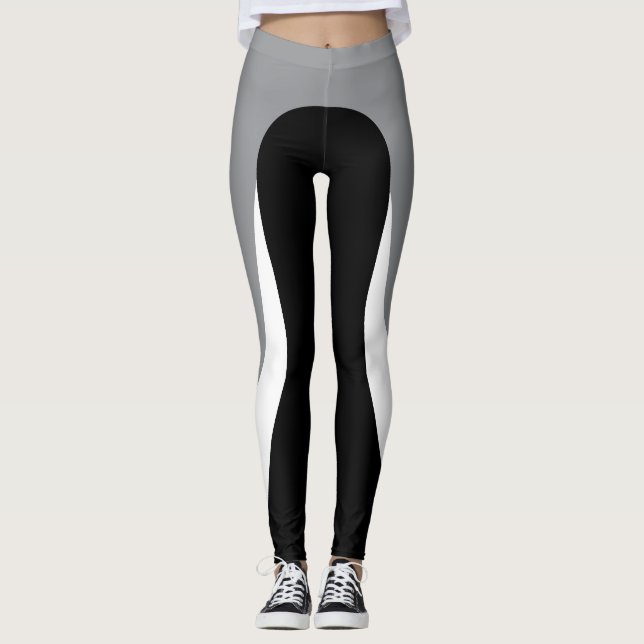 Silver, Black and White Pattern Leggings (Front)