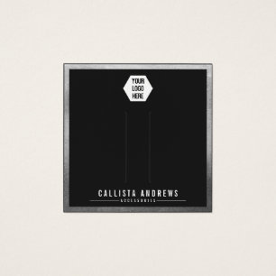 Silver Black Border Logo Hair Clips Display Card