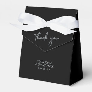 Silver & Black Brush Script Party Thank you Favour Box