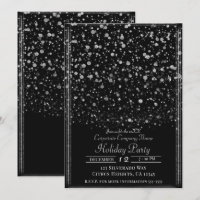 Silver & Black Confetti Splatter Holiday Party