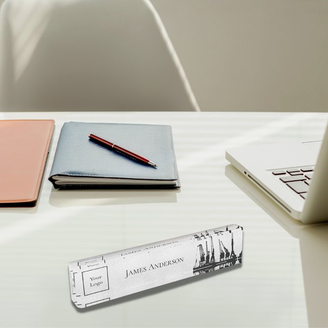 Silver black construction cranes industry logo nameplate (Creator Uploaded)