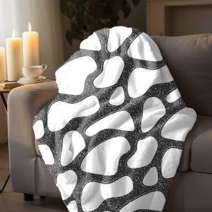 Silver Black cow print Fleece Blanket