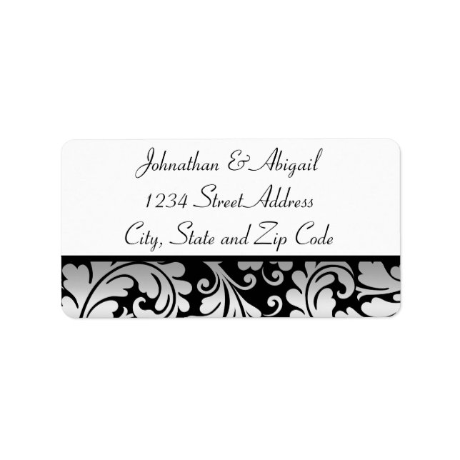 Silver Black Damask Pattern Label (Front)