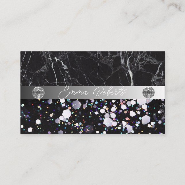Silver Black Diamond Coach Business Card (Front)