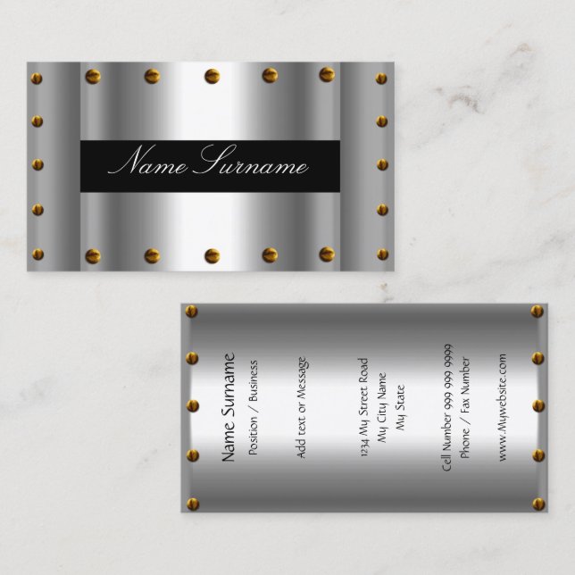 Silver Black Elegant Business Card Silver Black (Front/Back)
