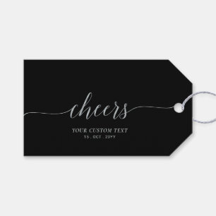 Silver & Black Elegant Script Cheers Event Party Gift Tags