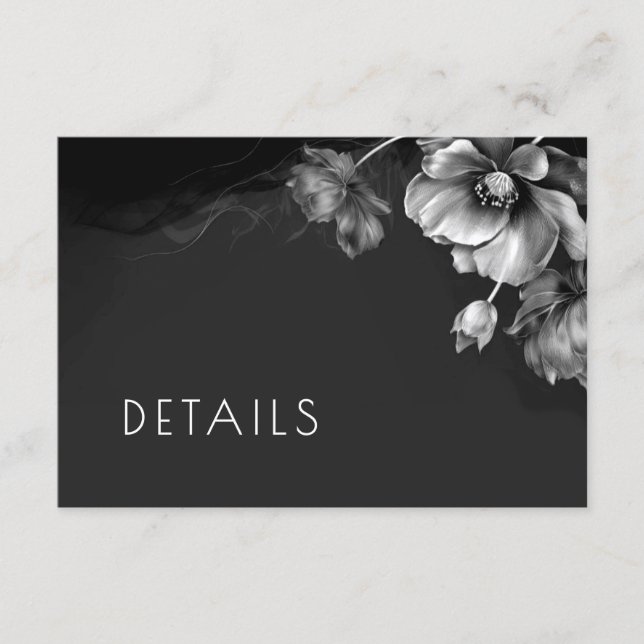 Silver Black Floral Details Enclosure Card (Front)