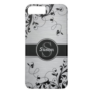 Silver Black Floral Swirls Case-Mate iPhone Case