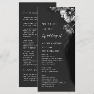 Silver Black Floral Wedding Programme