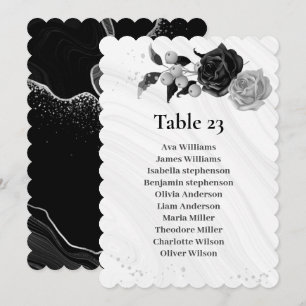 silver & black flowers seating chart table number