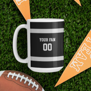 Silver & Black Football Team Personalised Coffee Mug