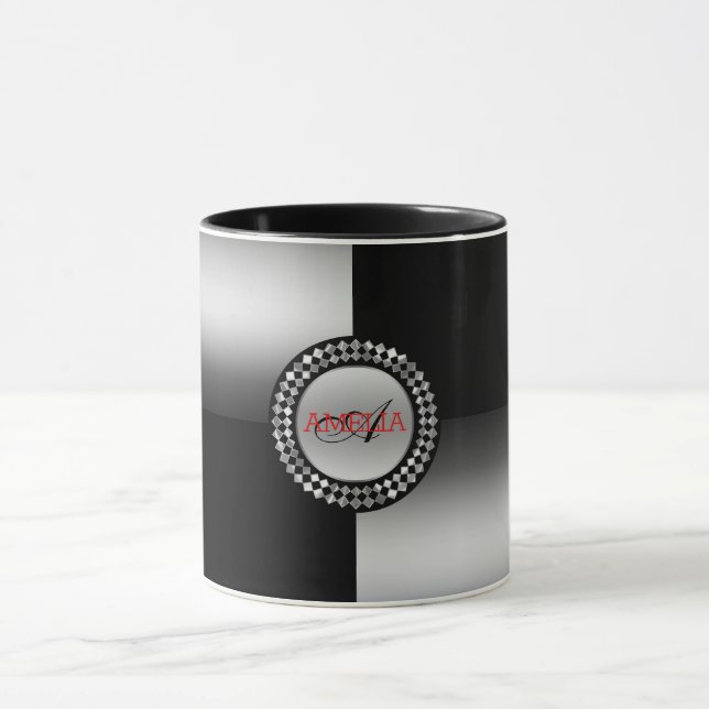 Silver & Black Geometric Shapes Mug (Center)