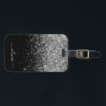 Silver Black Girly Glitter Sparkle Monogram Name Luggage Tag<br><div class="desc">Silver and Black Sparkle Glitter Monogram Name and Initial Pillow. The luggage bag tag makes the perfect sweet 16 birthday,  wedding,  bridal shower,  baby shower or bachelorette party gift for someone decorating her room in style.</div>