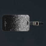 Silver Black Girly Glitter Sparkle Monogram Name Luggage Tag<br><div class="desc">Silver and Black Sparkle Glitter Monogram Name and Initial Pillow. The luggage bag tag makes the perfect sweet 16 birthday,  wedding,  bridal shower,  baby shower or bachelorette party gift for someone decorating her room in style.</div>