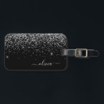 Silver Black Girly Glitter Sparkle Monogram Name Luggage Tag<br><div class="desc">Silver and Black Sparkle Glitter Monogram Name and Initial Luggage Bag Tag. The Luggage Tag makes the perfect sweet 16 birthday,  wedding,  bridal shower,  baby shower or bachelorette party gift for someone decorating her room in style.</div>