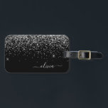 Silver Black Girly Glitter Sparkle Monogram Name Luggage Tag<br><div class="desc">Silver and Black Sparkle Glitter Monogram Name and Initial Luggage Bag Tag. The Luggage Tag makes the perfect sweet 16 birthday,  wedding,  bridal shower,  baby shower or bachelorette party gift for someone decorating her room in style.</div>