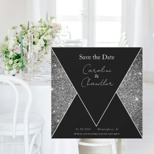 Silver & Black Glam Wedding Save the Date Magnetic