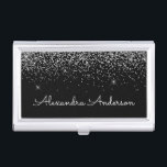 Silver Black Glitter and Sparkle Monogram Business Card Holder<br><div class="desc">Silver and Black Faux Luxury Chic Glam Glitter and Sparkle Elegant Girly Business Card Holder. This Business Card Holder can be customised to include your first and last name.</div>