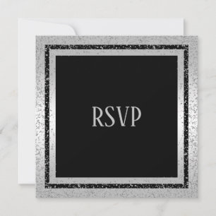Silver & Black Glitter Framed Man's Birthday RSVP