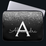 Silver Black Glitter Glam Chic Monogram Laptop Sleeve<br><div class="desc">Silver and Black Faux Glitter and Sparkle Elegant Monogram Case. This case can be customised to include your initial and first name.</div>