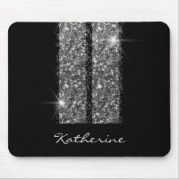 Silver Black Glitter Racing Stripes with Name