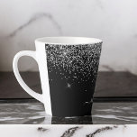 Silver Black Glitter Script Monogram Girly Name Latte Mug<br><div class="desc">Black and Silver Sparkle Glitter Script Monogram Name Latte Coffee Cup Mug. This makes the perfect sweet 16 birthday,  wedding,  bridal shower,  anniversary,  baby shower or bachelorette party gift for someone that loves glam luxury and chic styles.</div>