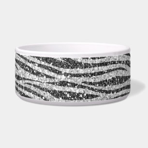 Silver Black Glitzy Zebra Print Glitter
