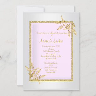 Silver black gold leaf ELEGANT CLASSY WEDDING Invitation