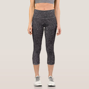 Silver-Black Gradient Glitters Capri Leggings