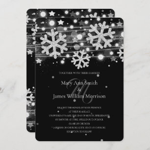 Silver & Black Holiday Wedding Save The Date Invitation