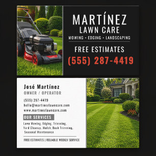 Silver & Black Lawn Care Mowing Landscaping Business Card