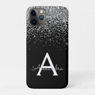 Silver Black Luxury Glitter Monogram Case-Mate iPhone Case