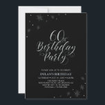 Silver & Black | Modern Chic 60th Birthday Party Invitation<br><div class="desc">Let's celebrate your special day with this stylish silver party invitation. This design features chic silver typography "60th Birthday Party" with sparkle graphics. The background colour is set to black, but feel free to change to match it to your party theme. More birthday invitations and party supplies are available at...</div>