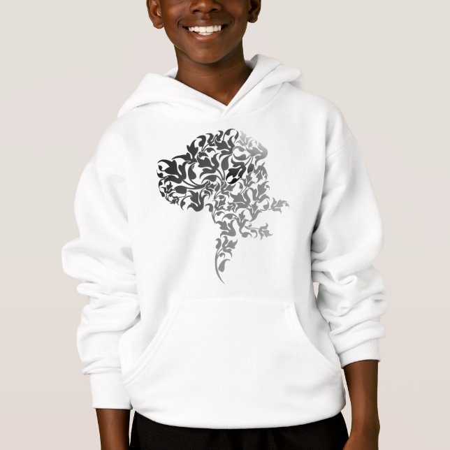 Silver Black modern floral Great Dane illustration (Front)