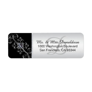 Silver Black Monogram Envelope Return Address