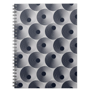 Silver-black mosaic: concentric rings texture. notebook