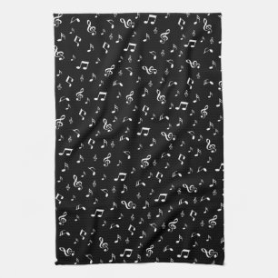 silver black,note, musical, melody, music, sound, tea towel