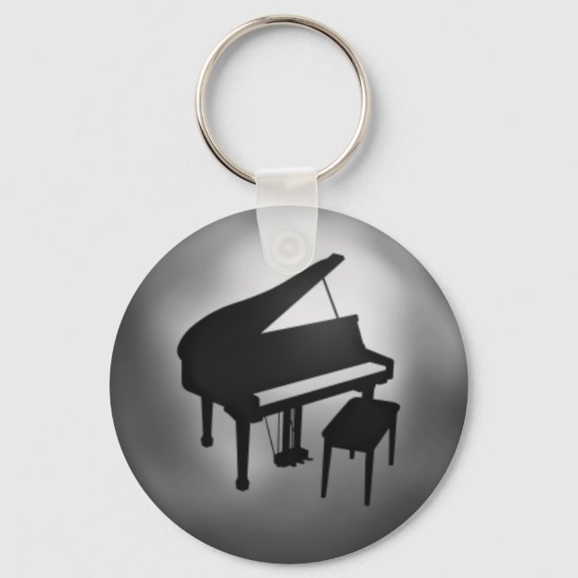 Silver Black Piano Student Gift Keychain (Front)