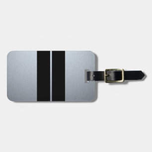 Silver & Black Racing Car Stripes Luggage Tag