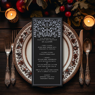 Silver Black Royal Mediaeval Sword Wedding Menu