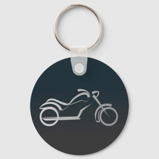 Silver Black Sleek Motorcyle Motorbike Outline Key Ring