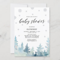 Silver & Black Snowflake Winter Forest Baby Shower
