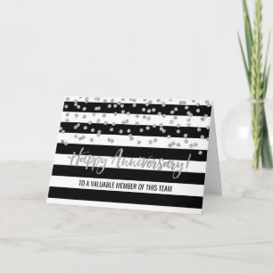 Silver Black Stripes Employee Anniversary Card