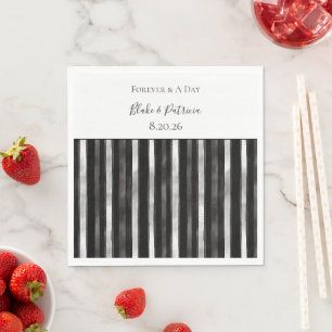 Silver Black Stripes Wedding Napkin