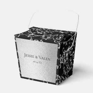 Silver & Black Swirl Gothic Wedding Favour Box