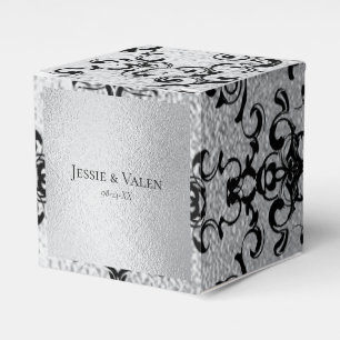 Silver & Black Swirl Gothic Wedding Favour Box