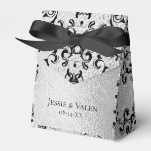 Silver & Black Swirl Gothic Wedding Favour Box